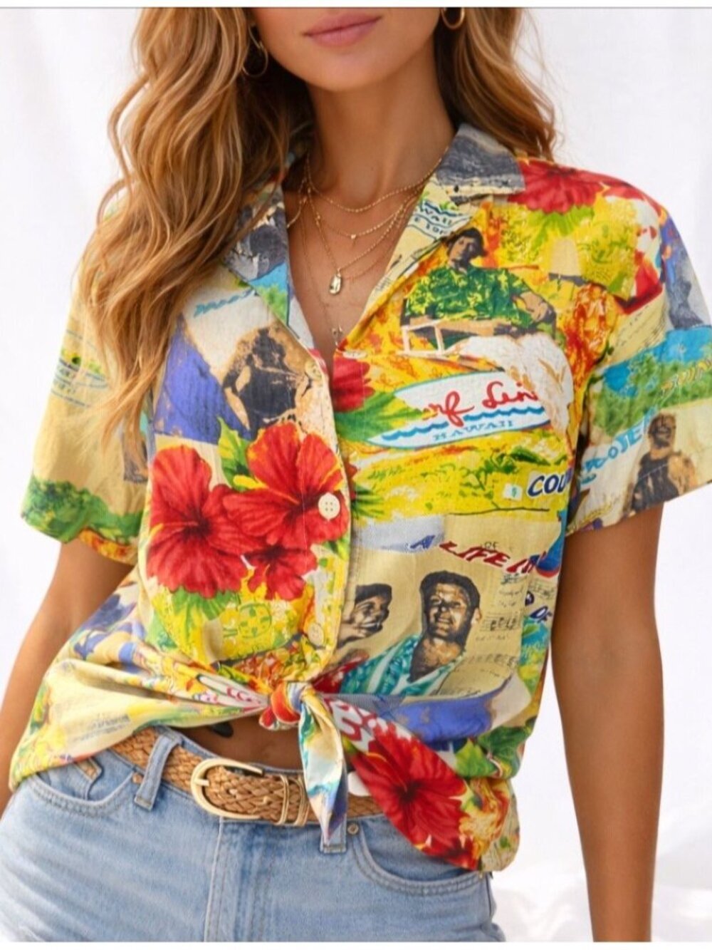 Jams World Archives Dave’s Memories Hawaiian Shirt Womens L Large Camp Shirt